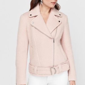 Boxy Wool-Blend Belted Moto Jacket